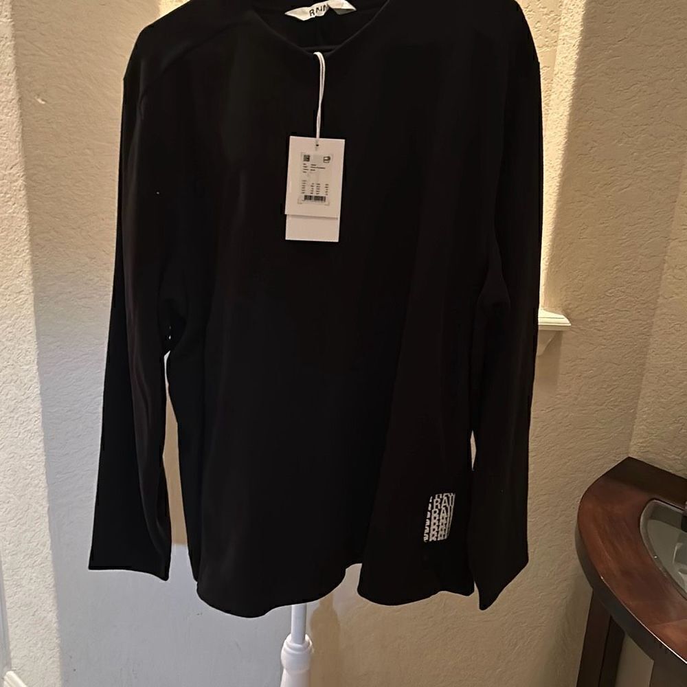 Rains Men's Size L Fleece Crewneck Sweatshirt Black Relaxed Fit Pullover New